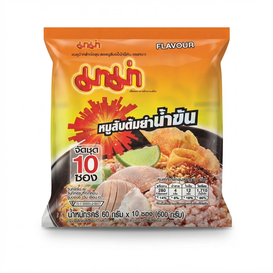 มาม่าหมูสับต้มยำน้ำข้น (10 ชิ้น × 60 กรัม)