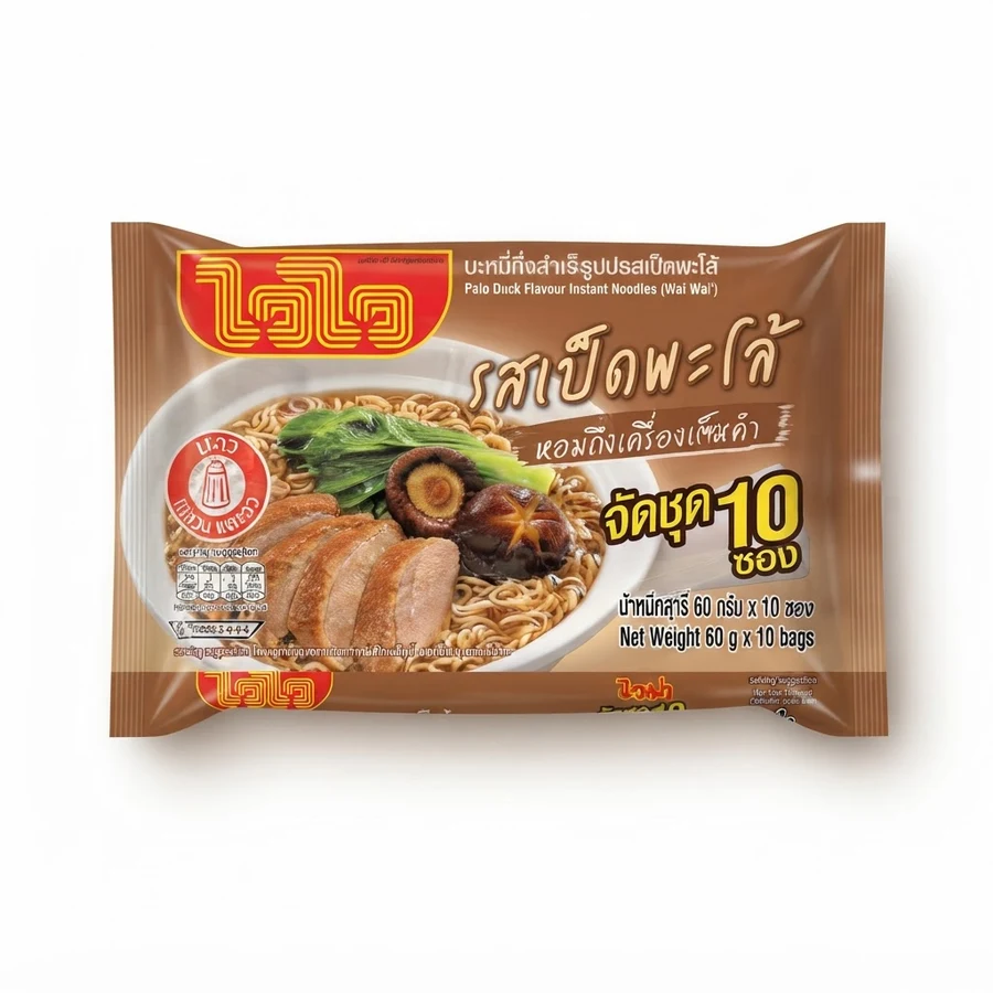 บะหมี่กึ่งสำเร็จรูป รสเป็ดพะโล้ (10 ชิ้น × 60 กรัม)